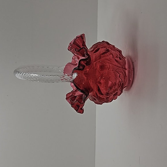 FINAL PRICE Fenton Cranberry 9 inch Ruffled Basket - Picture 3 of 4